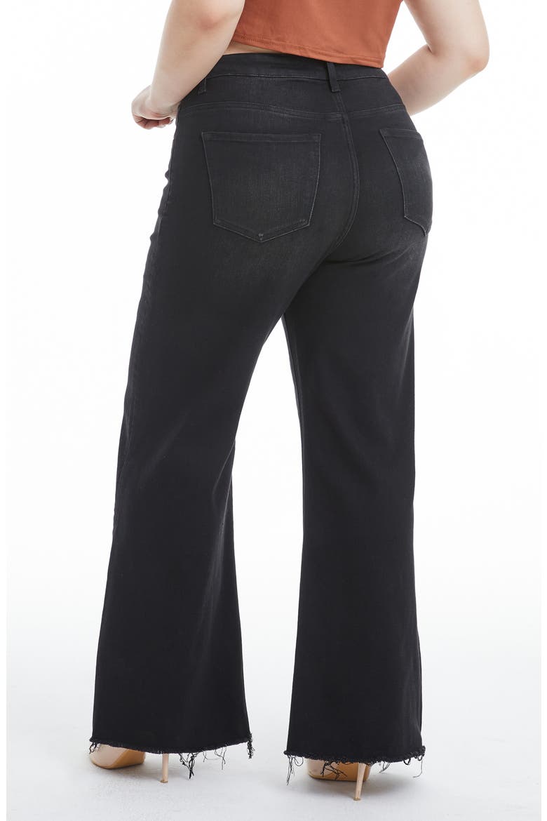Frayed Mid Rise Wide Leg Jeans, Alternate, color, RAVEN