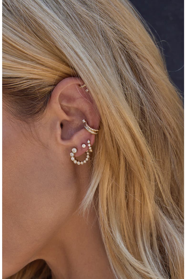 Bezel Diamond 14k Gold Hoop Earrings, Alternate, color, 14K YELLOW GOLD