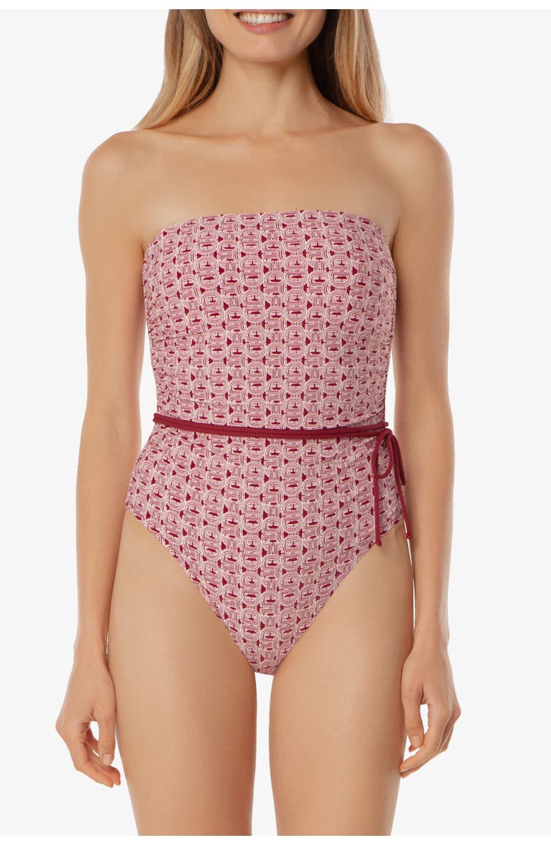 HELEN JON Belted Bandeau One-Piece, Main, color, Links