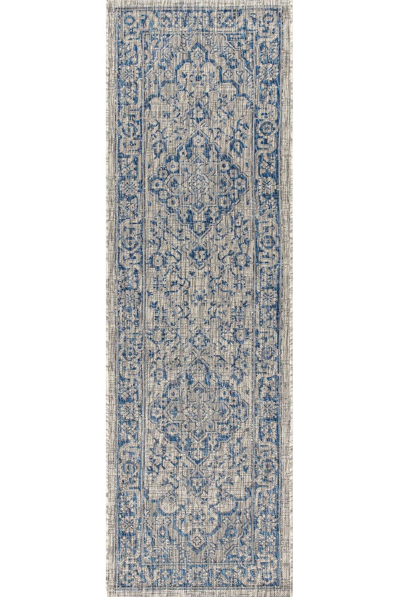 Rozetta Boho Medallion Textured Weave Indoor/Outdoor Area Rug, Alternate, color, Gray/Navy