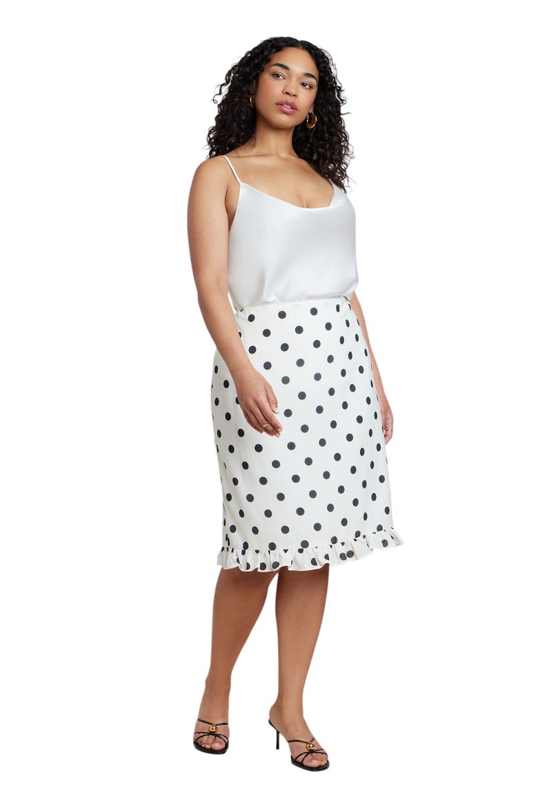 Ruffle Polka Dot Skirt, Alternate, color, CREAM AND BLACK DOT
