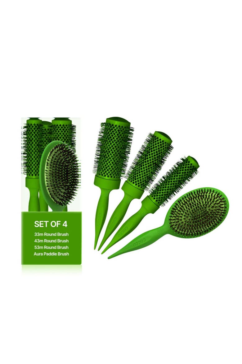 Aura 4-Piece Brush Set, Main, color, GREEN
