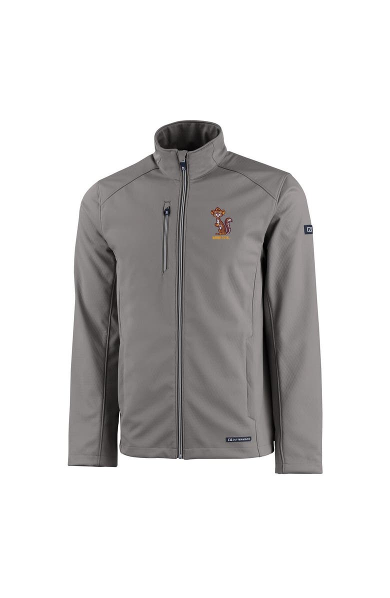 Cutter & Buck Men's Cutter & Buck  Gray Minnesota Golden Gophers Vault Evoke Eco Softshell Recycled Full-Zip Jacket, Alternate, color, 