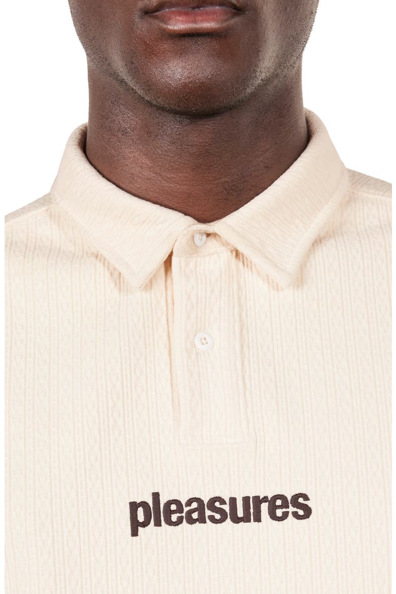 Cable Short Sleeve Polo, Alternate, color, ECRU