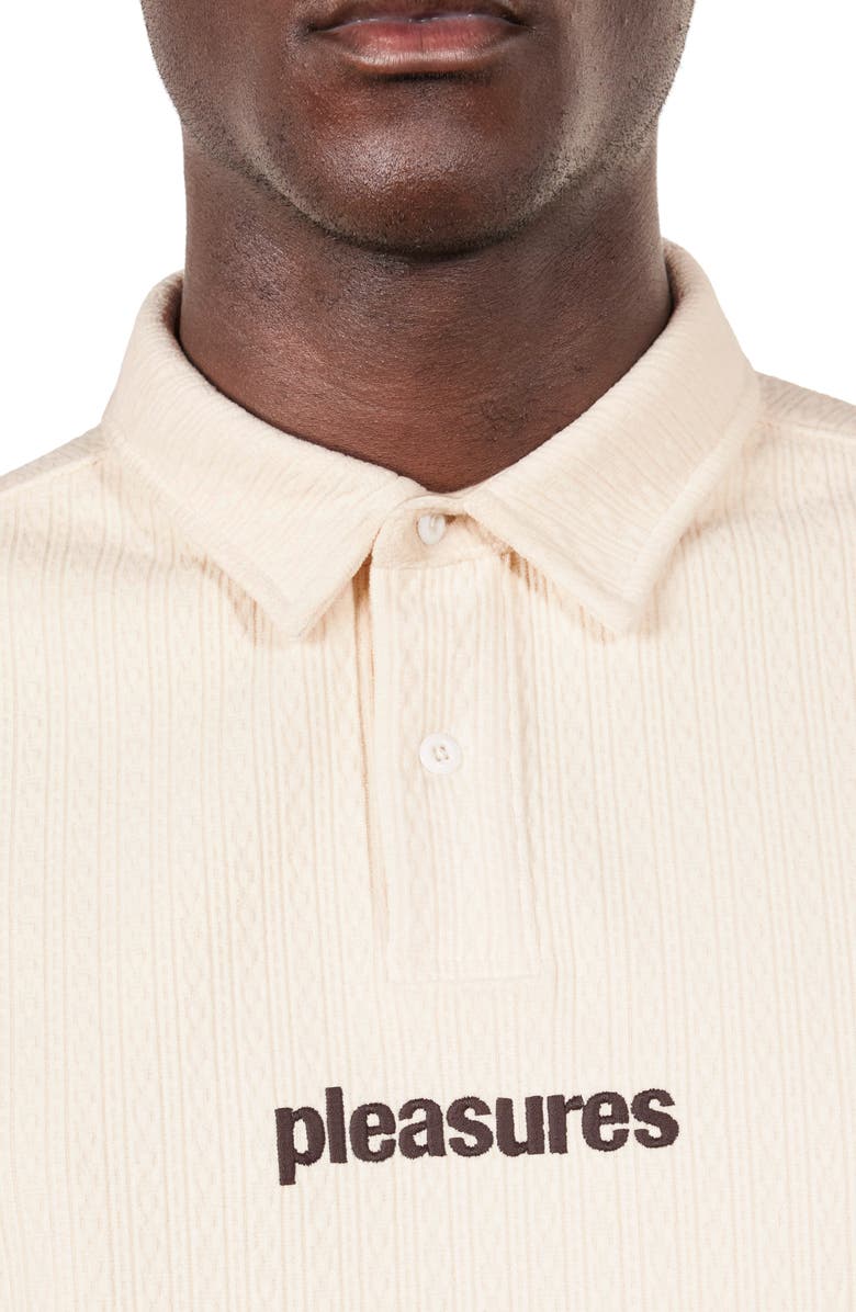 PLEASURES Cable Short Sleeve Polo, Alternate, color, Ecru