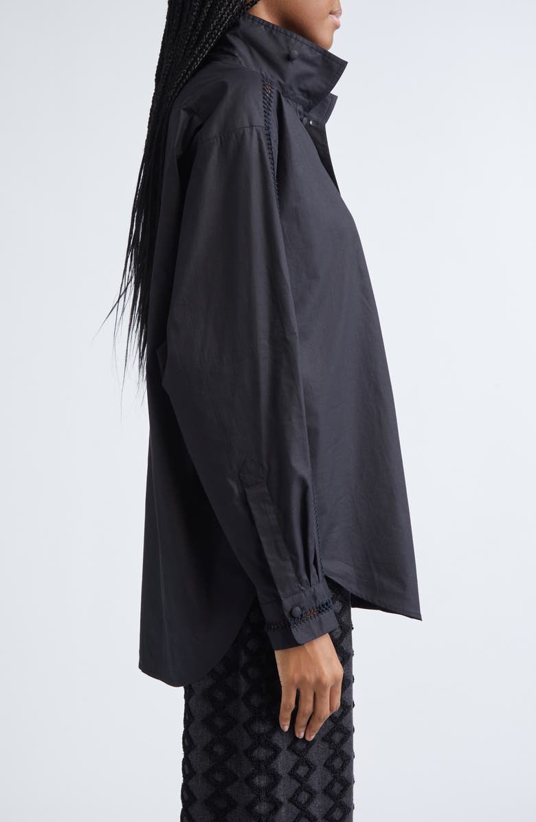 Diotima Tab Embroidered Cotton Poplin Button-Up Shirt, Alternate, color, Black