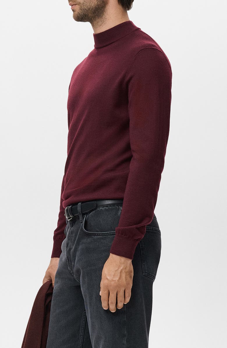MANGO Turtleneck Wool Sweater, Alternate, color, Wine