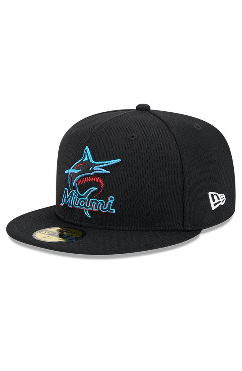 New Era Men's New Era Black Miami Marlins 2025 MLB Clubhouse 59FIFTY Fitted Hat, Main, color, 