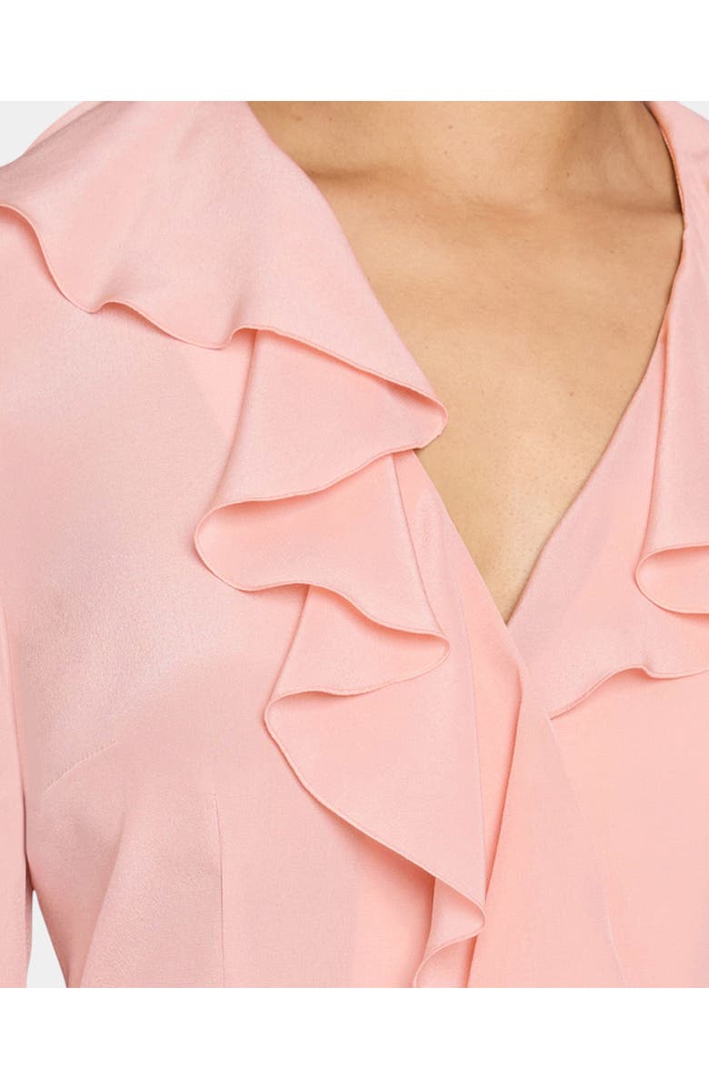 Santorelli SYDNEY Long Sleeve Button Down Blouse with Ruffles  in Silk Crepe de Chine, Alternate, color, 