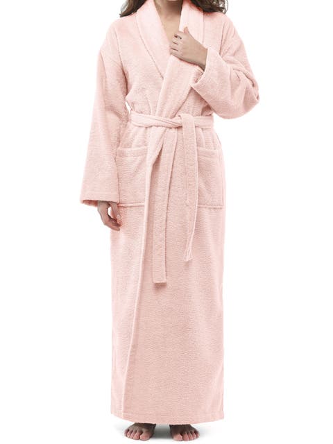 Womens Classic Shawl Collar Ankle Length Terry Bathrobe