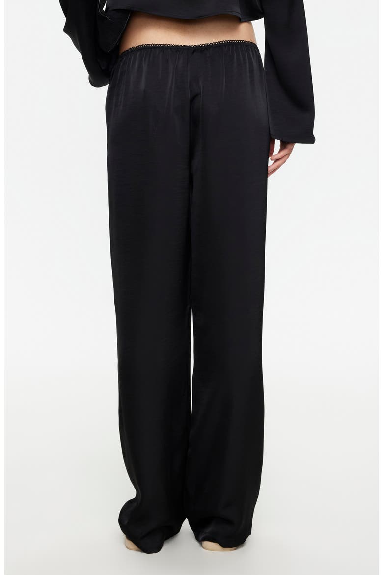 In Bloom Wide Leg Satin Pants, Alternate, color, NOIR