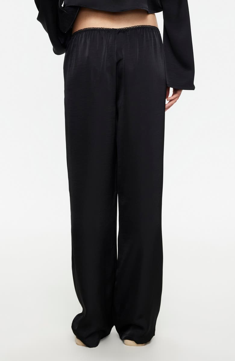 LIONESS In Bloom Wide Leg Satin Pants, Alternate, color, Noir