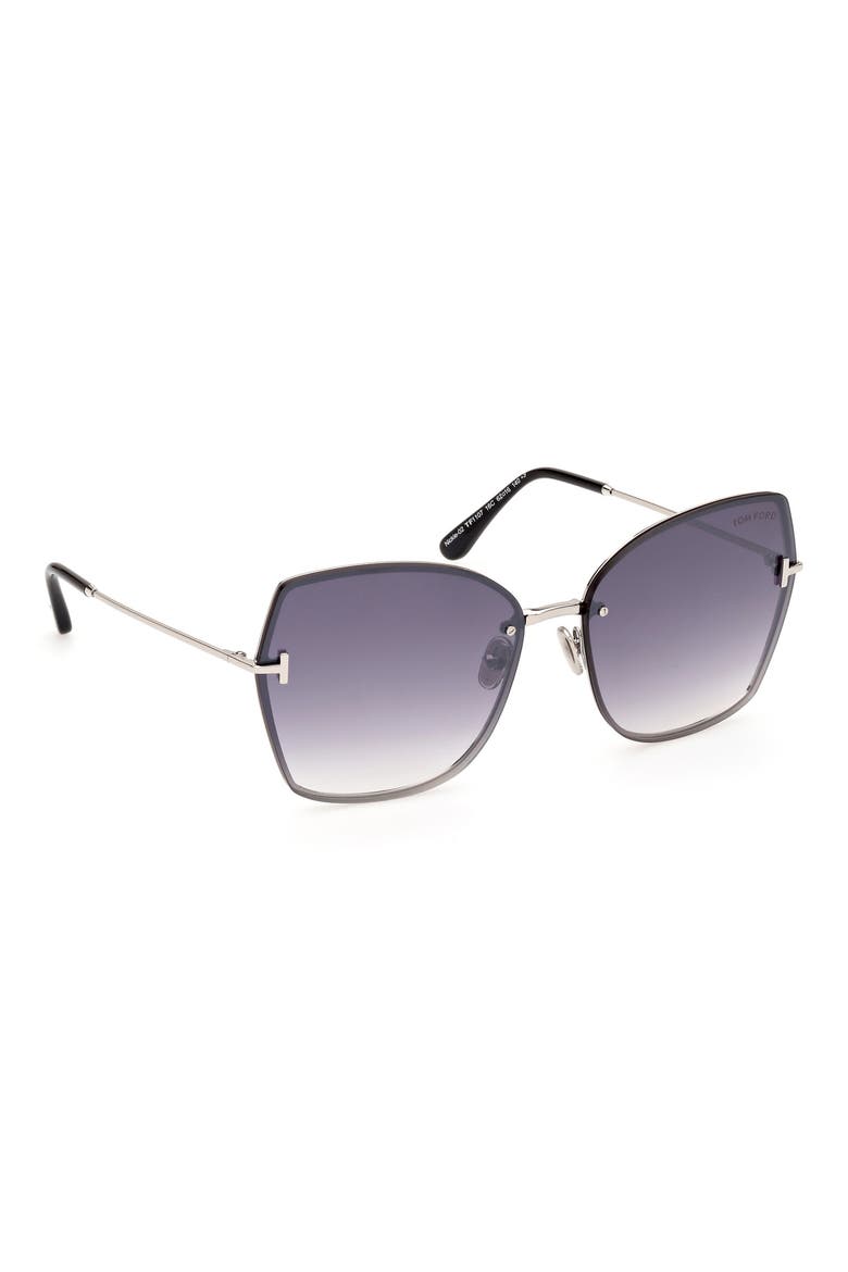 Nickie 62mm Oversize Gradient Butterfly Sunglasses, Alternate, color, PALLADIUM BLACK / SILVER