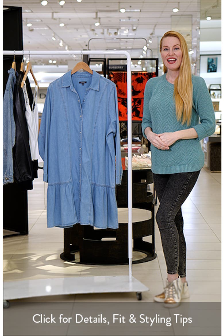 Ruffle Hem Long Sleeve Denim Shirtdress video