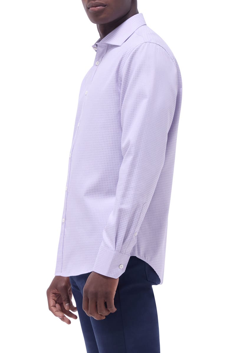 Bugatchi Axel Shaped Fit Micro Check Button-Up Shirt, Alternate, color, Lilac