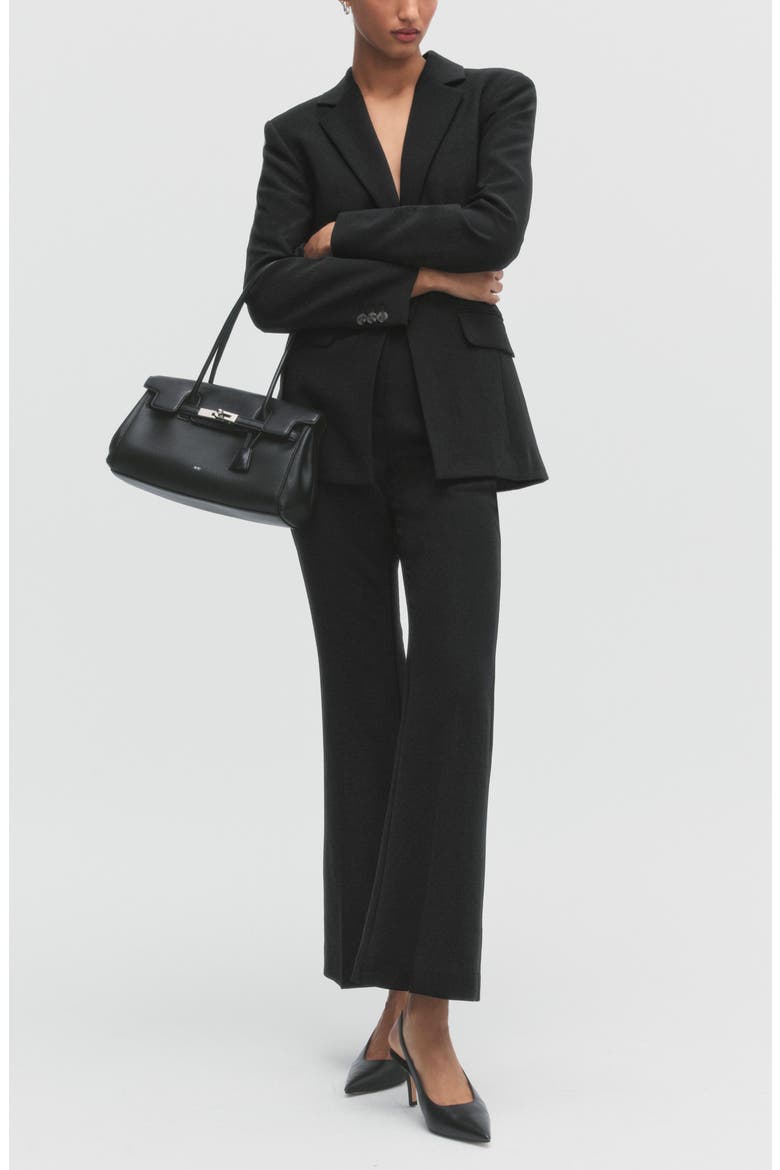 Curator Crepe Flare Leg Trousers, Alternate, color, BLACK