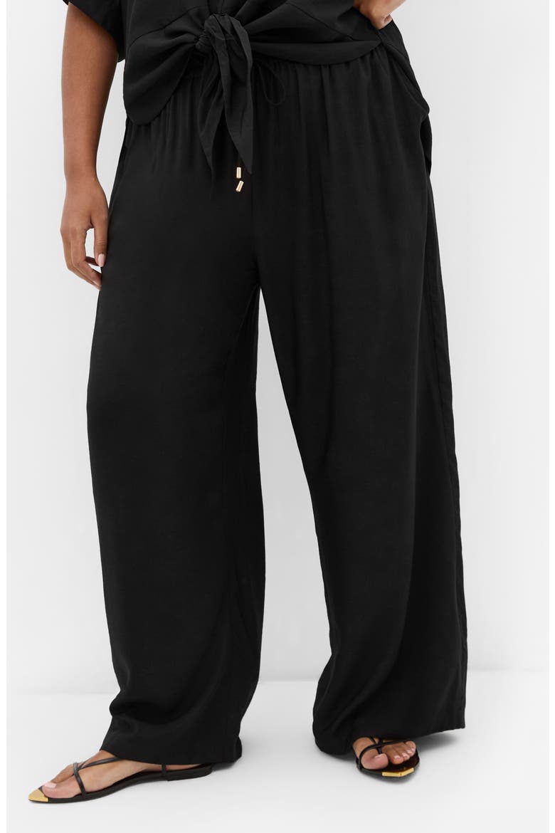 Kalea Wide Leg Drawstring Pants, Main, color, BLACK