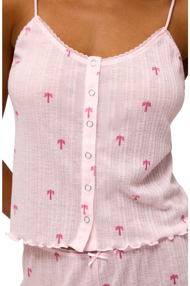 Somewhere Pointelle Camisole & Shorts Pajamas, Alternate, color, PINK SALT PALMS