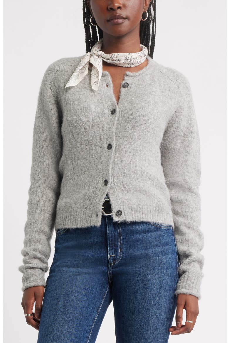 Rolled Crewneck Cardigan, Main, color, GREY HEATHER