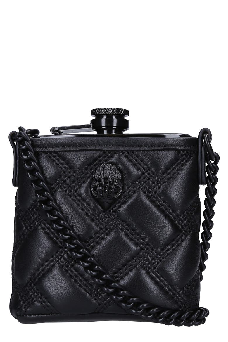 Kensington Leather Flask, Main, color, BLACK