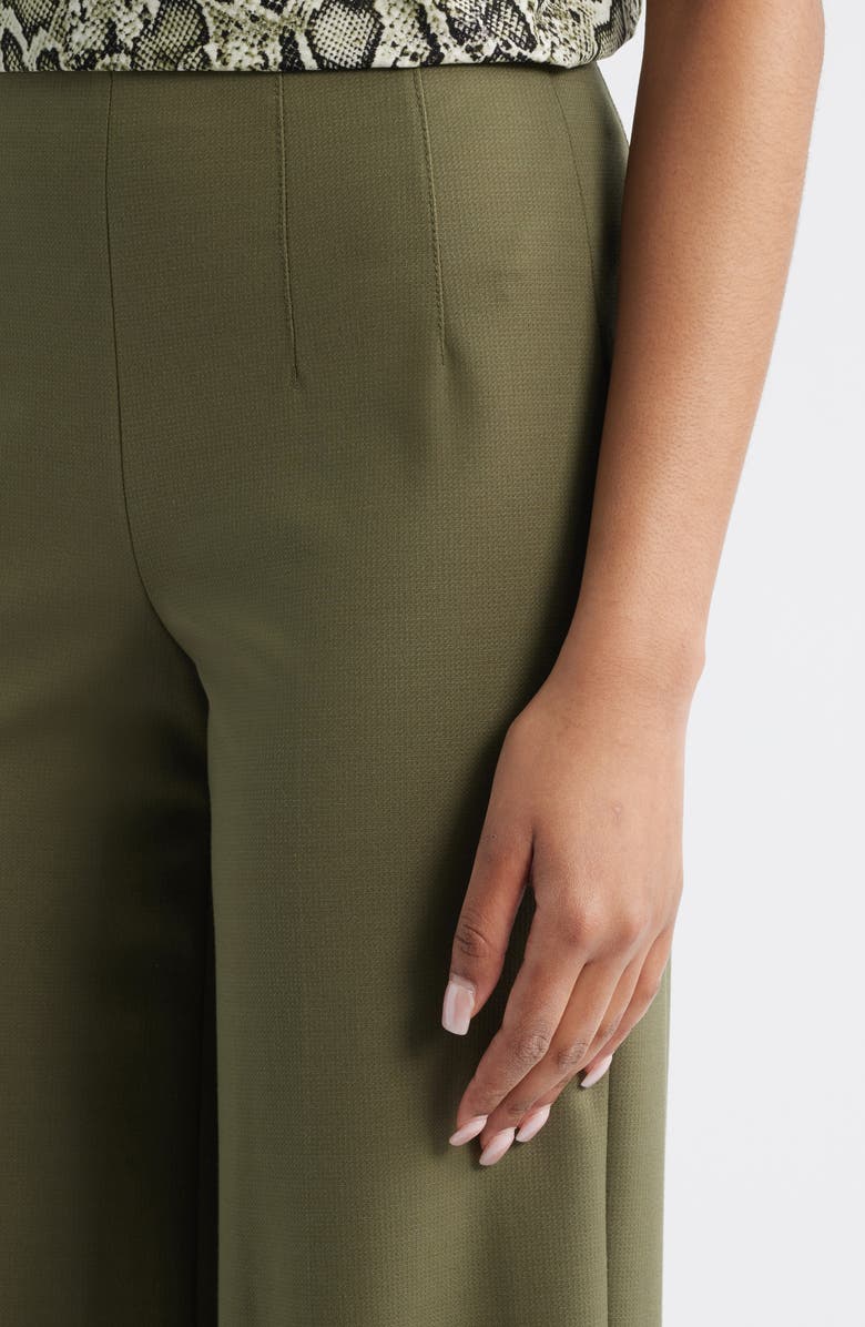 Anne Klein High Waist Pull-On Wide Leg Pants, Alternate, color, Olive Palm