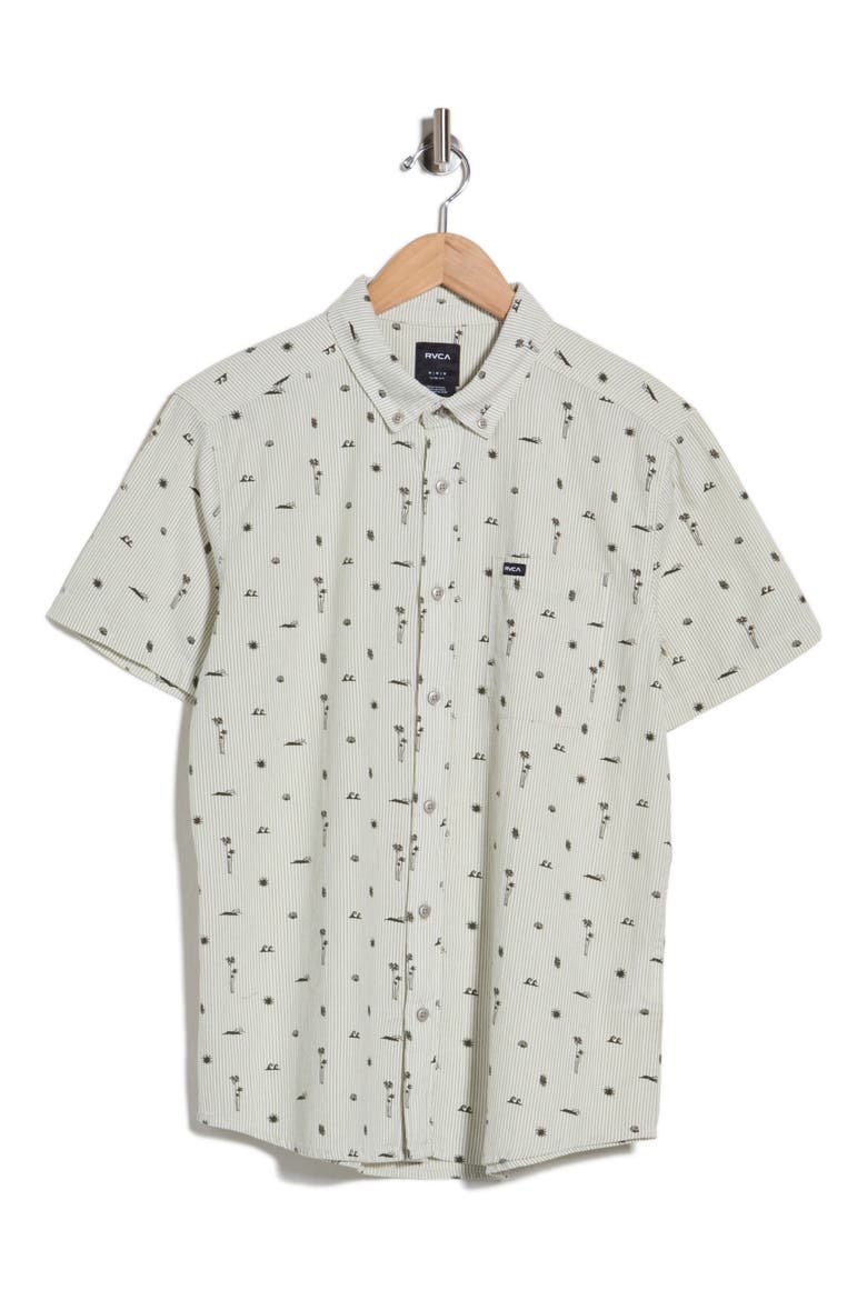 That'll Do Seersucker Short Sleeve Button-Up Shirt, Main, color, RANGER GREEN