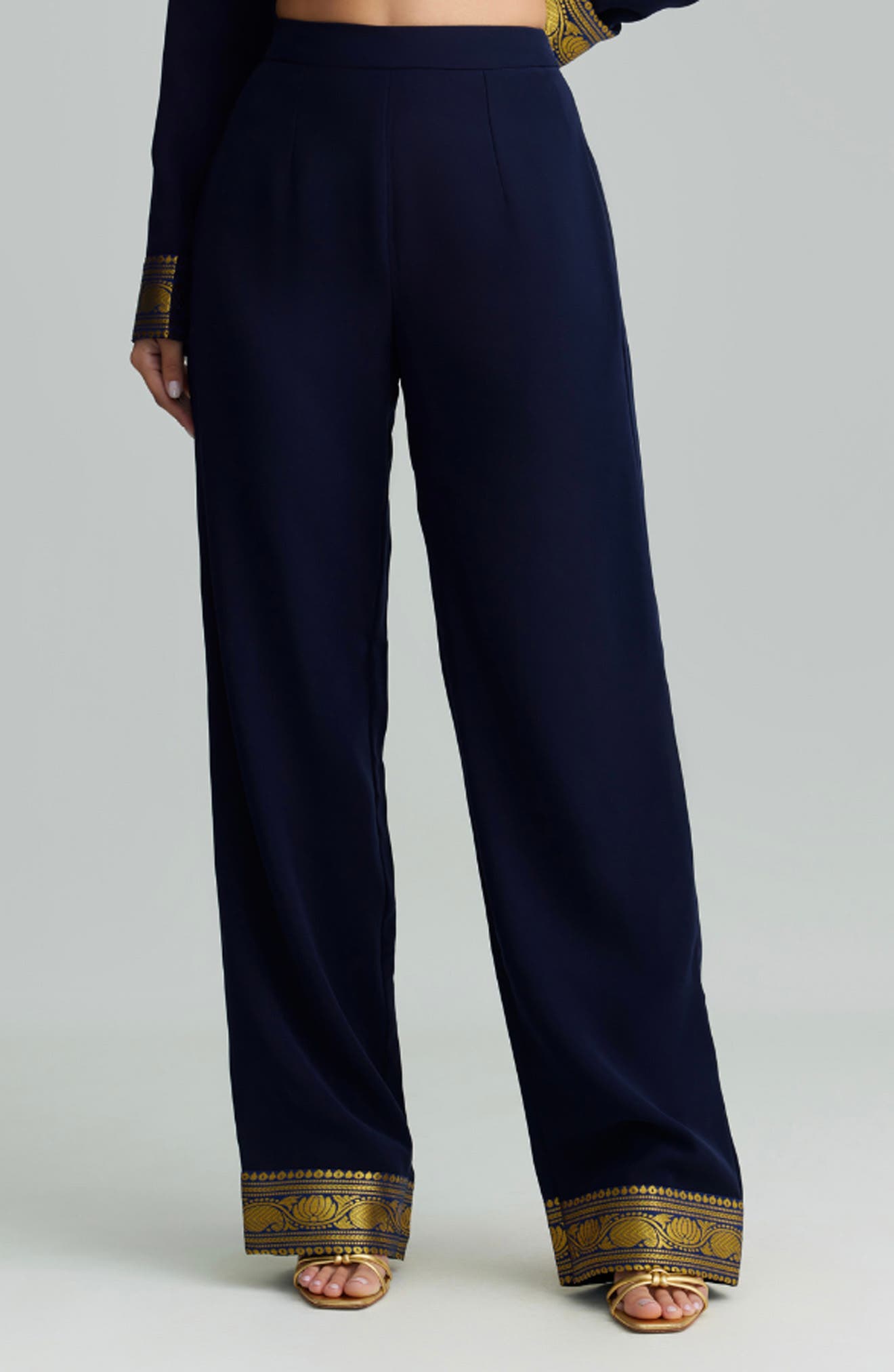 Mila Metallic Embroidery Detail Pants - image 2