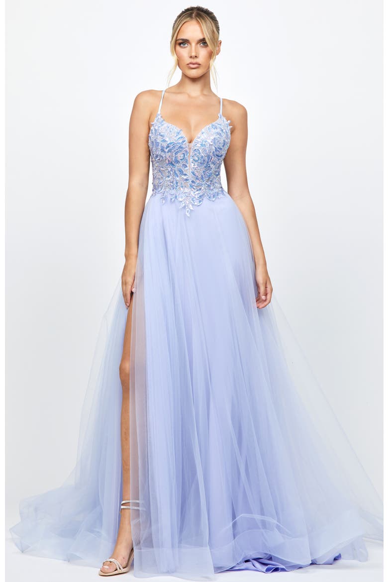 Adina Tulle Ball Gown, Main, color, LIGHT PURPLE