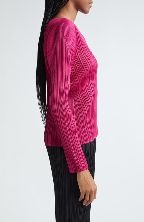 Shop Issey Miyake Pleats Please  Monthly Colors November Pleated Long Sleeve Top In Magenta
