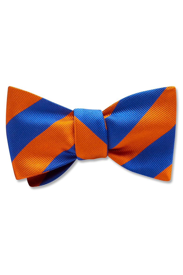 Collegiate Blue and Orange Silk Woven Bow Tie, Main, color, Standard Pre-Tied