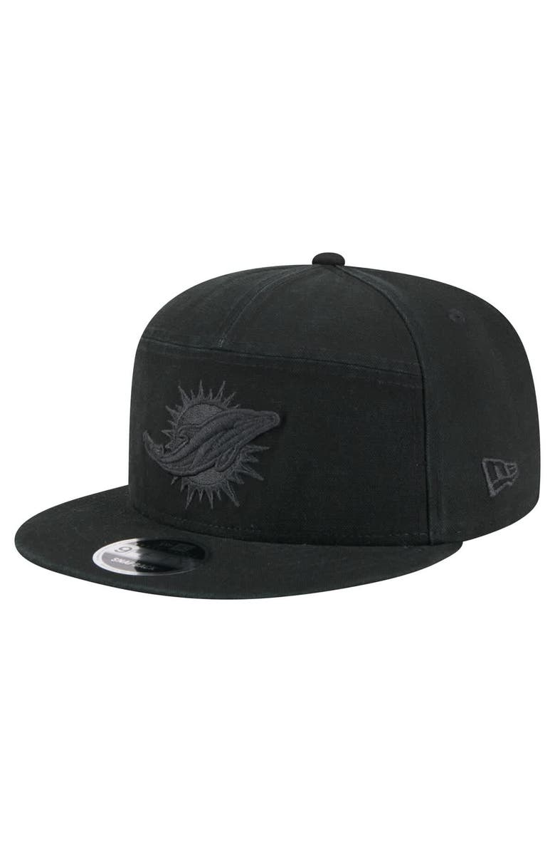 New Era Men's New Era Black Miami Dolphins Adventure Canvas Split Panel 9FIFTY Snapback Hat, Main, color, Black