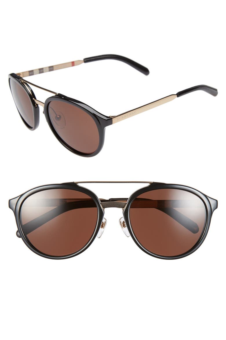 54mm Retro Sunglasses, Main, color, BLACK