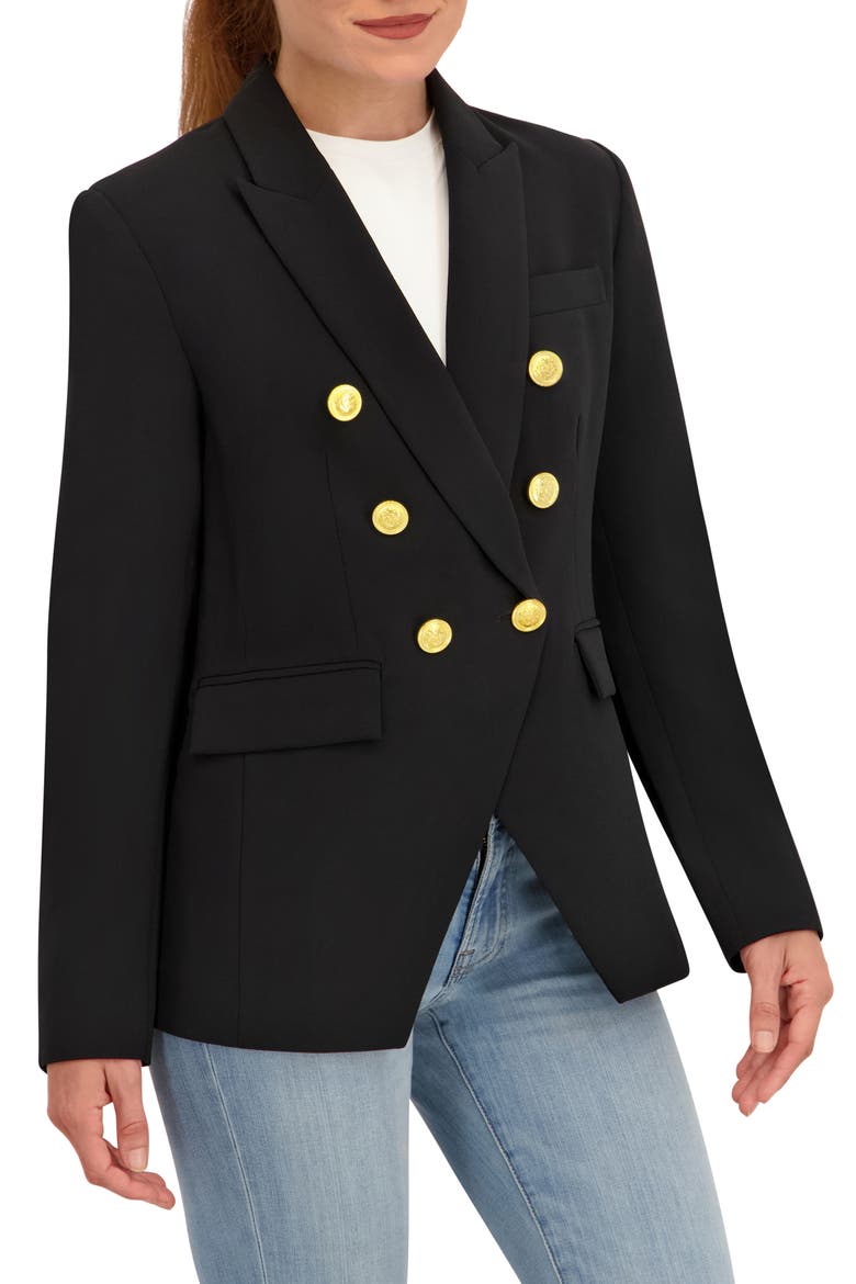 Double Breasted Blazer, Alternate, color, BLACK/ GOLD