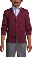 Lands' End School Uniform Boys Cotton Modal Button Front Cardigan Sweater