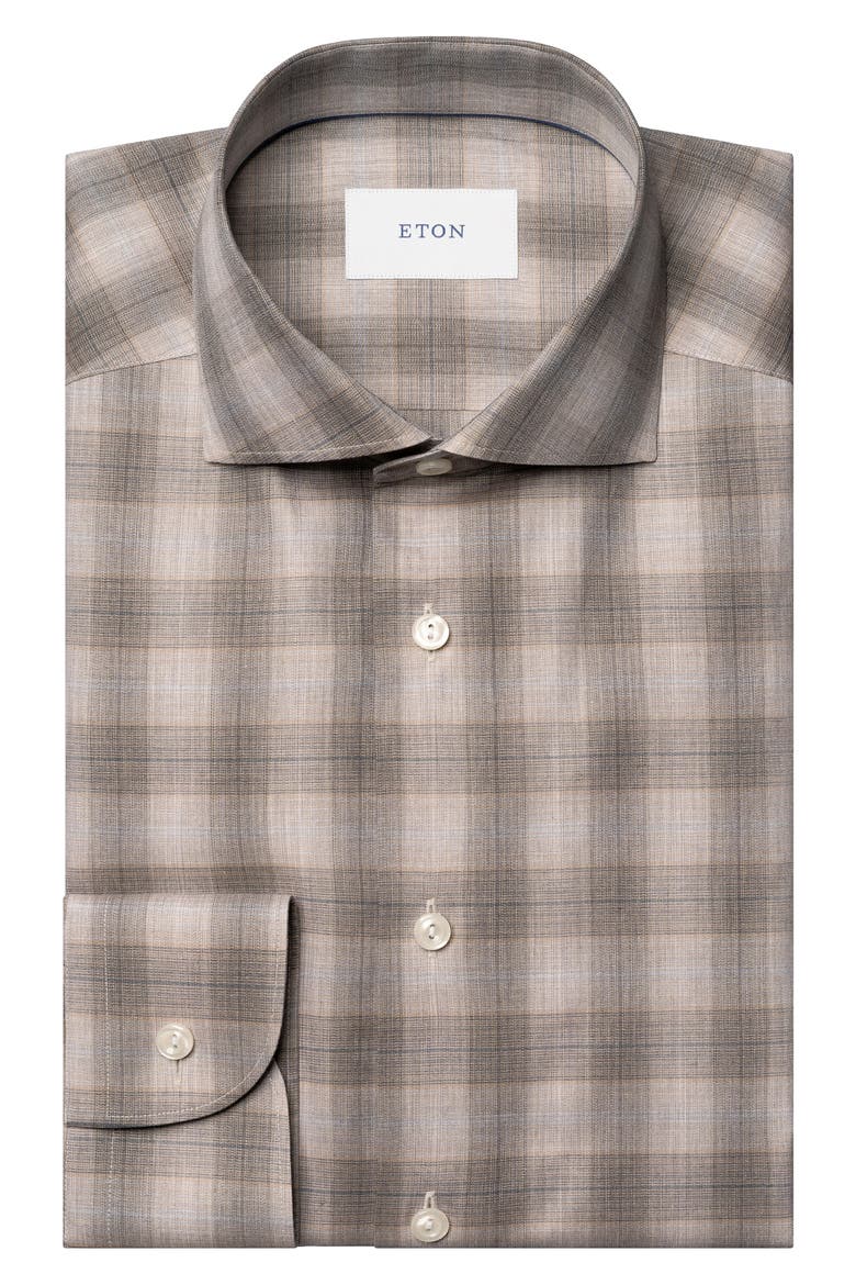 Slim Fit Bold Check Twill Button-Up Shirt, Alternate, color, LIGHT BEIGE