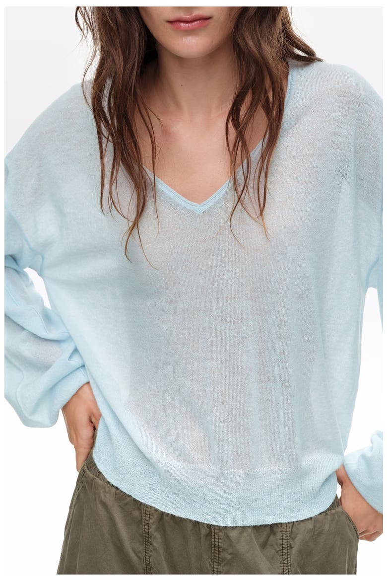 Wool V-Neck Sweater, Alternate, color, LIGHT BLUE