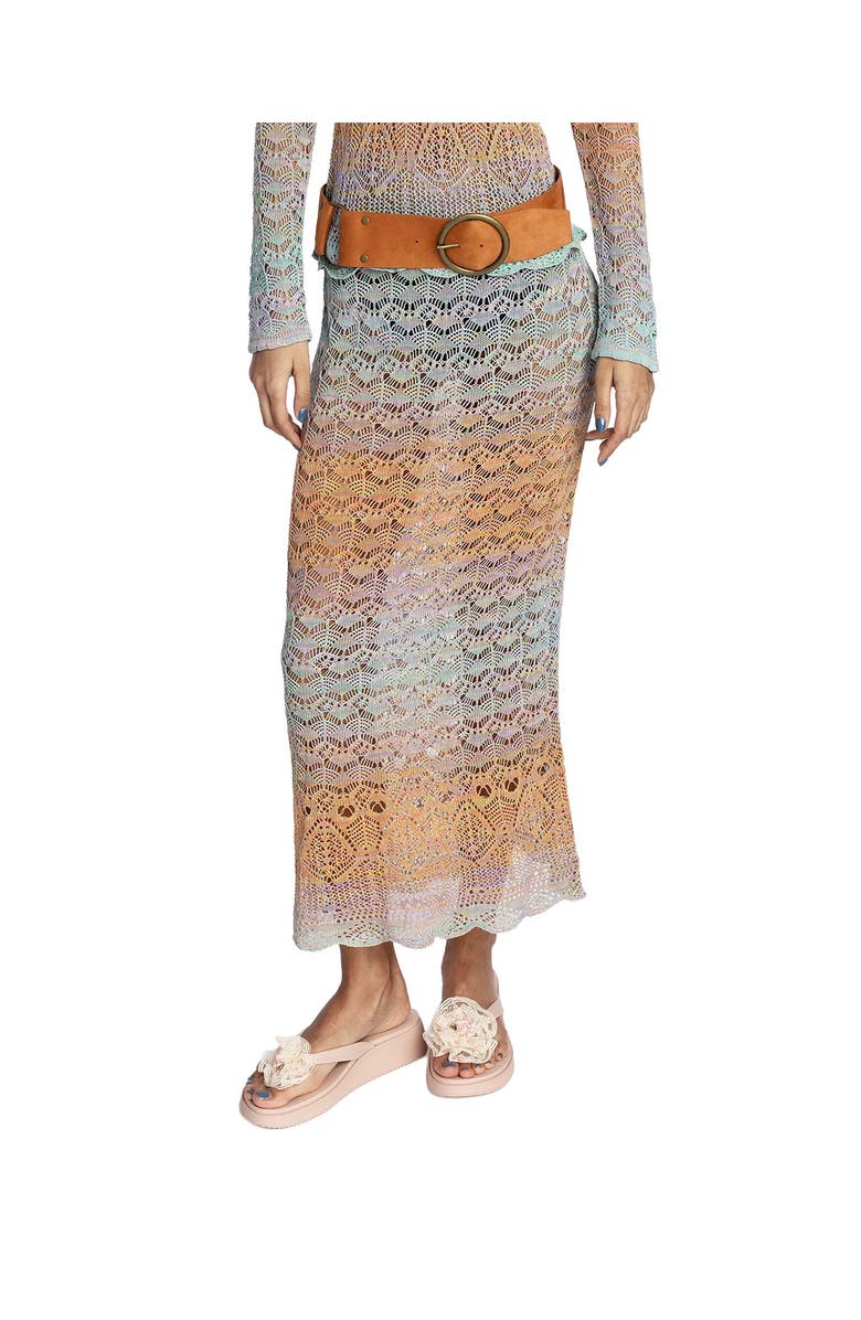 Anna Sui Ombre Space Dye Crochet Skirt- Sunset, Main, color, Sunset