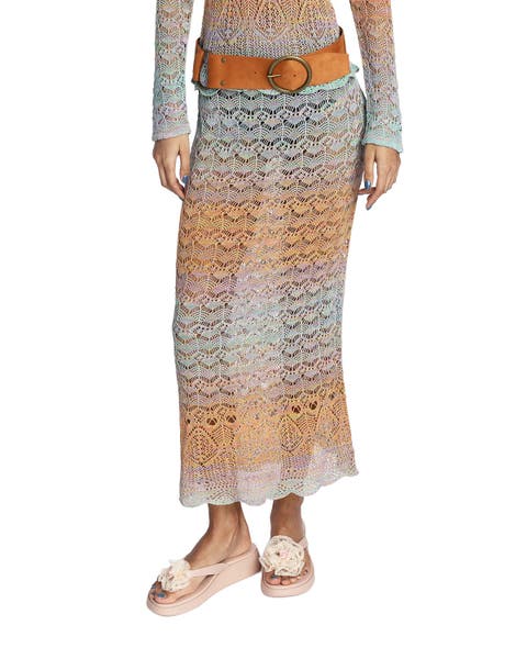 Ombre Space Dye Crochet Skirt- Sunset