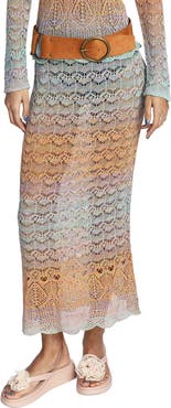 Anna Sui Ombre Space Dye Crochet Skirt- Sunset