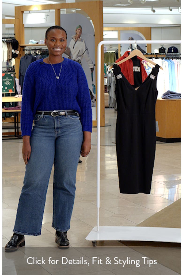 V-Neck Embellished Bow Sheath Dress video