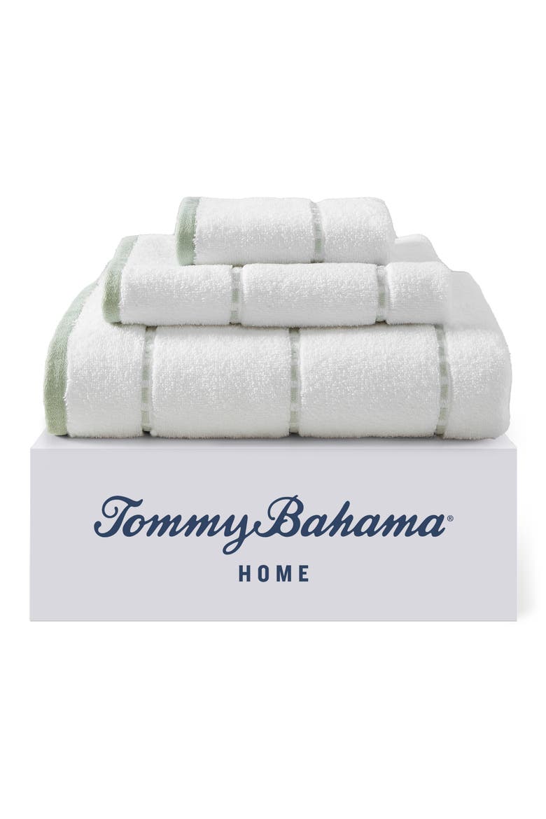 Ridley Solid 3-Piece Towel Set, Alternate, color, WHITE/ SAGE