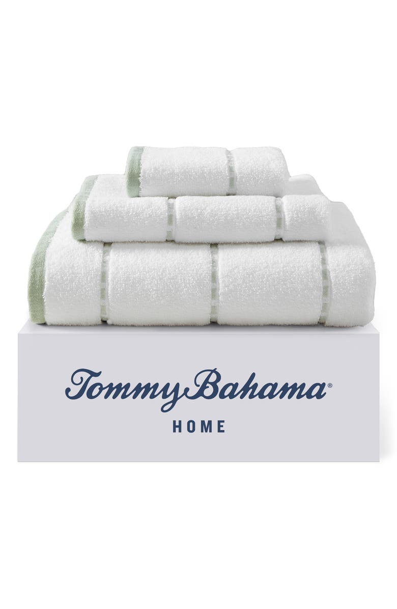 Tommy Bahama Ridley Solid 3-Piece Towel Set, Alternate, color, White/ Sage