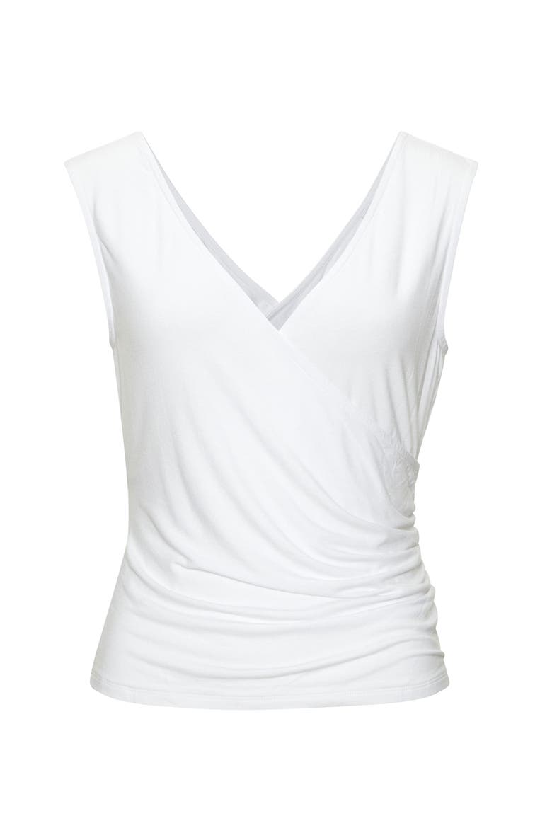Wrap Look Sleeveless Top, Alternate, color, White