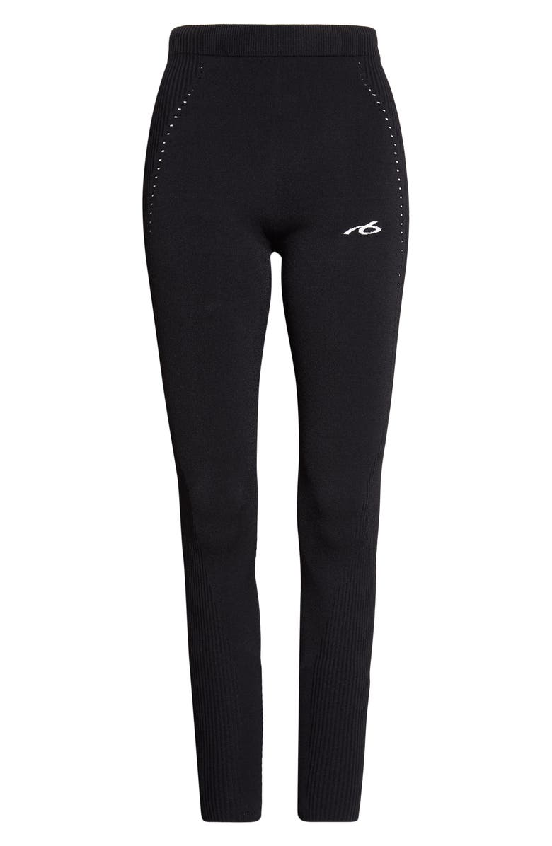 Balenciaga Sporty Athletic Sweater Knit Leggings, Alternate, color, 1000 Black