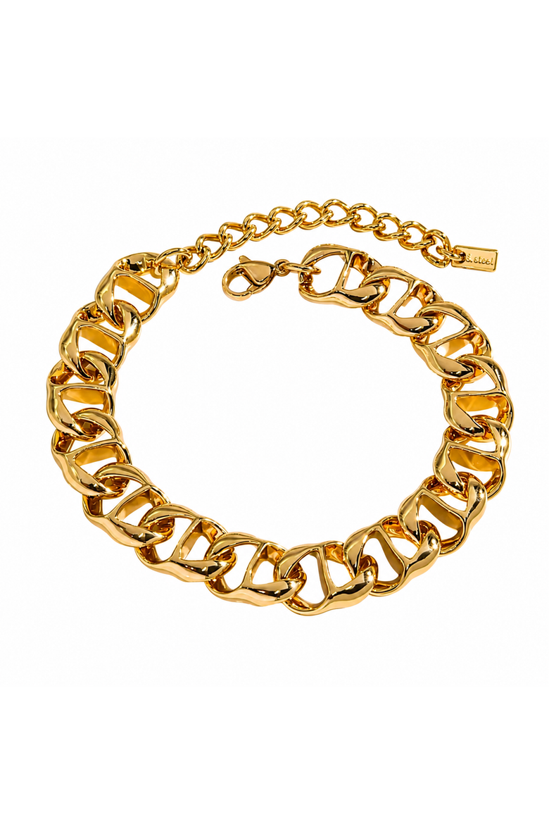 Jory Thick Flat Links Bracelet, Main, color, Gold