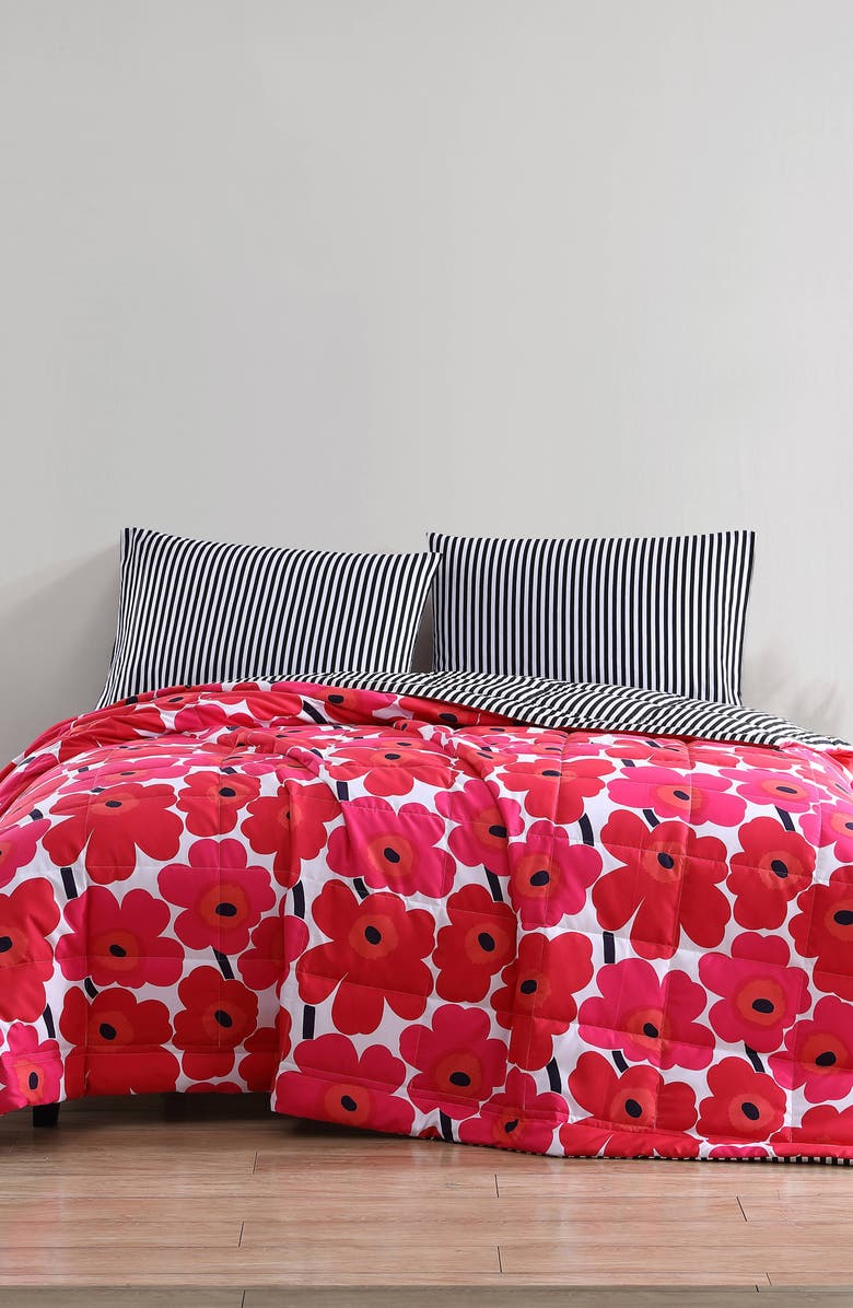 Marimekko Pieni Unikko Floral Print Comforter, Alternate, color, 