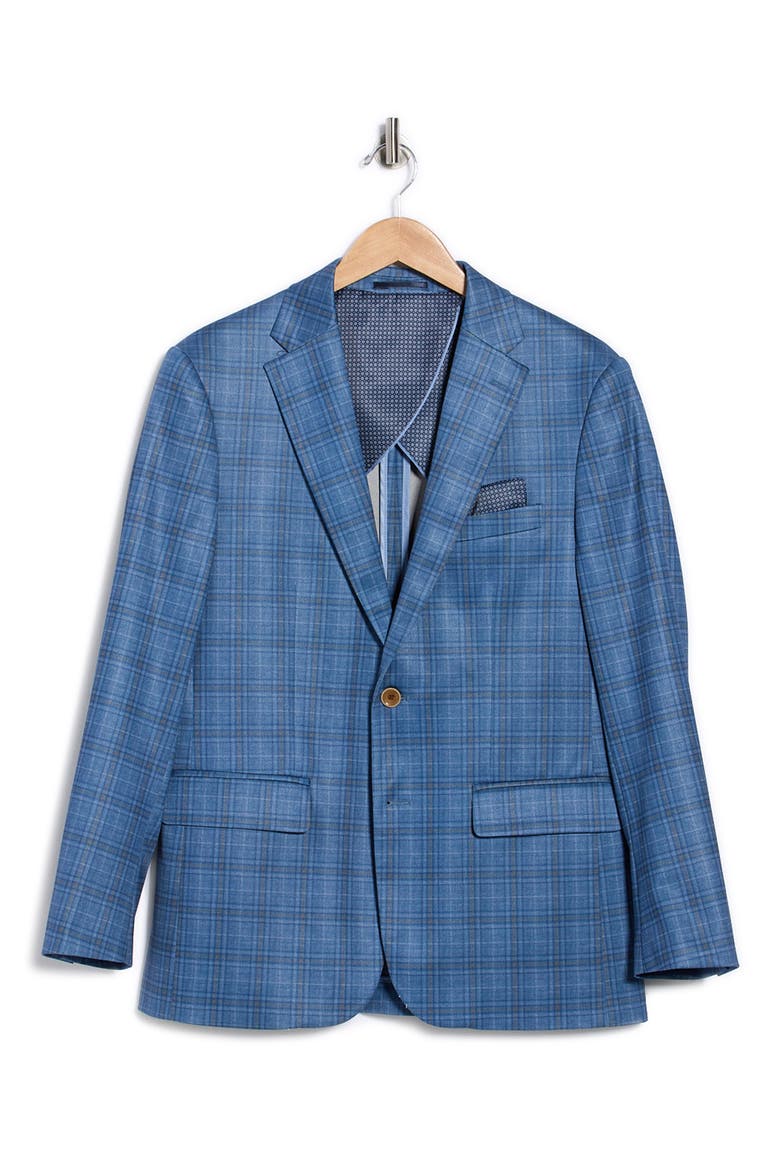 Slim Fit Plaid Sport Coat, Alternate, color, BLUE