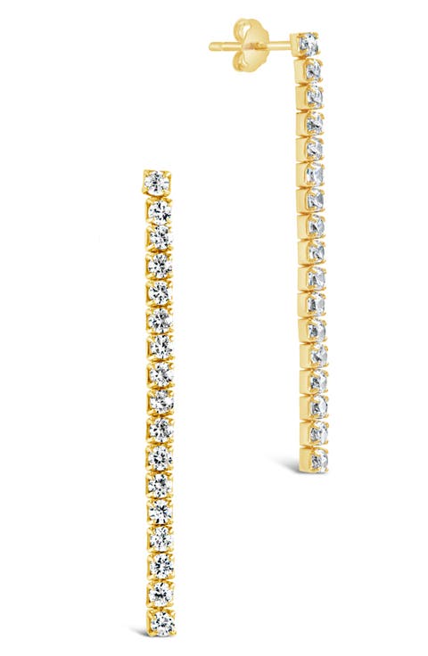 Sterling Silver Cubic Zirconia Linear Drop Earrings
