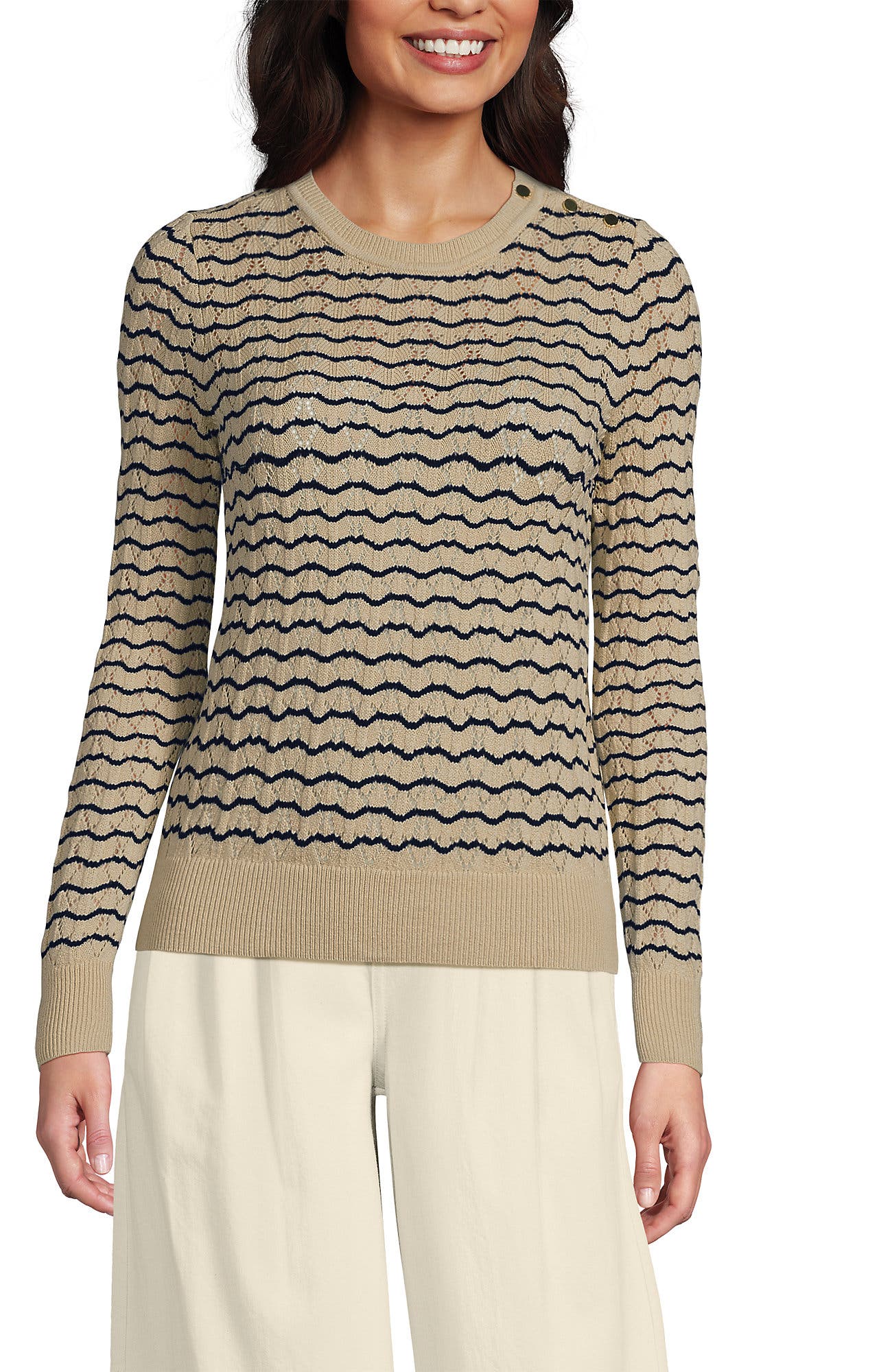 Champagne/Navy Stitch Stripe