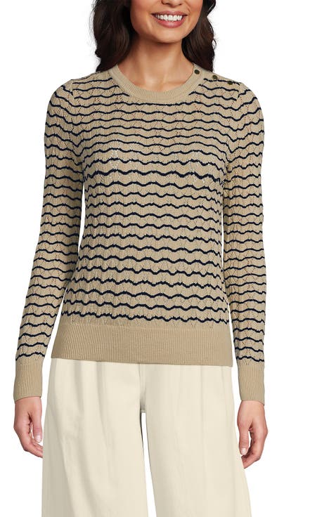 Cotton Viscose Button Shoulder Modern Crew Sweater